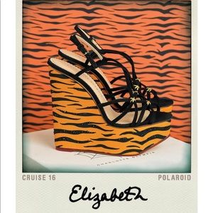 New!Charlotte Olympia Elizabeth Tiger Print Wedges